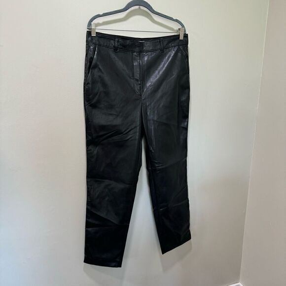 Aritzia Babaton Black Vegan Leather Pants sz 14 - Picture 4 of 6